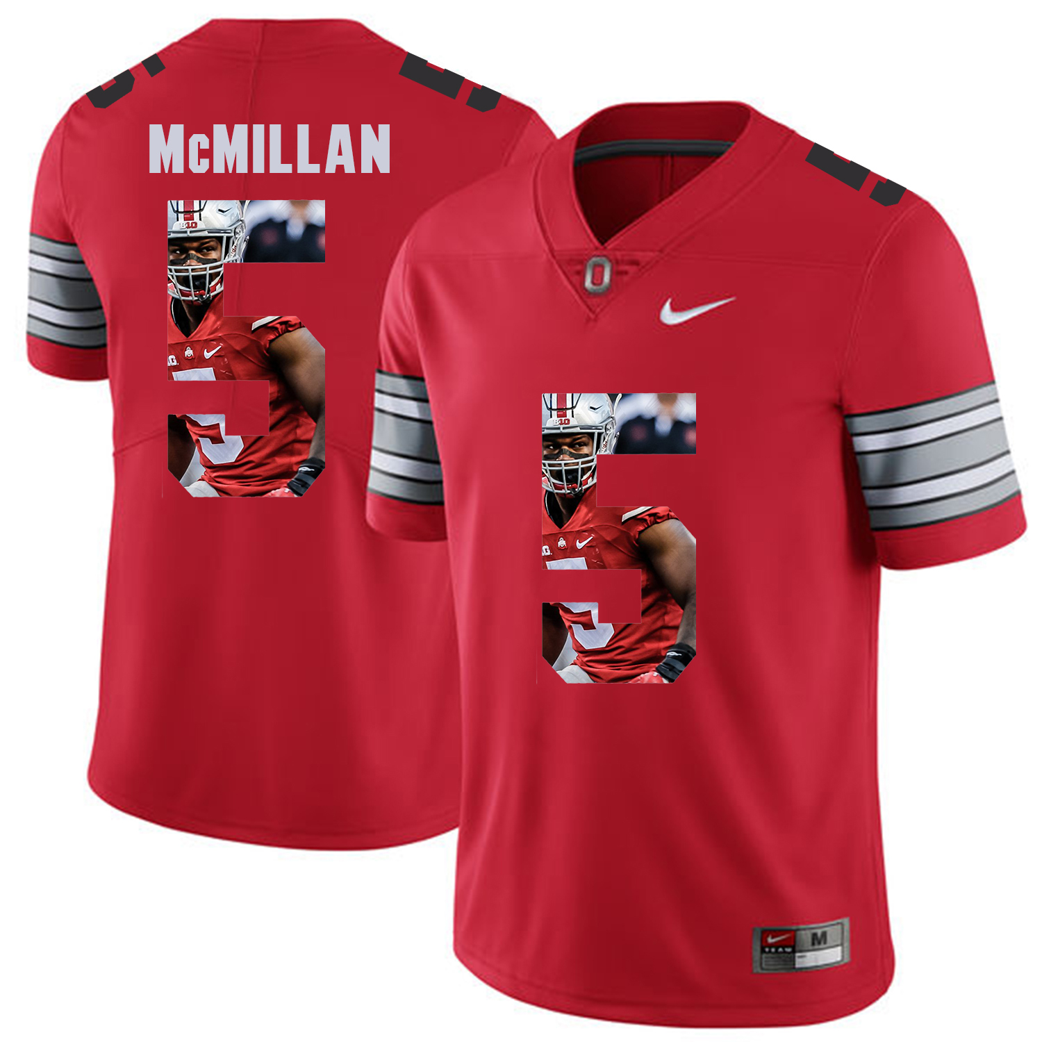 Men Ohio State #5 Mcmillan Red Fashion Edition Customized NCAA Jerseys->customized ncaa jersey->Custom Jersey